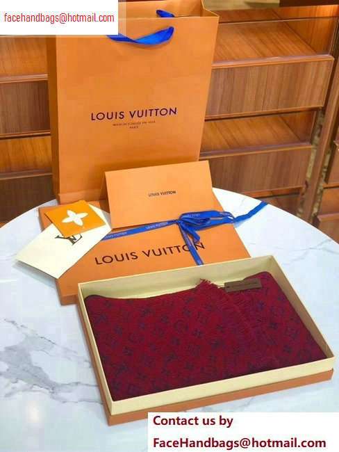 Louis Vuitton Monogram Classic Scarf 190x40cm Dark Red - Click Image to Close