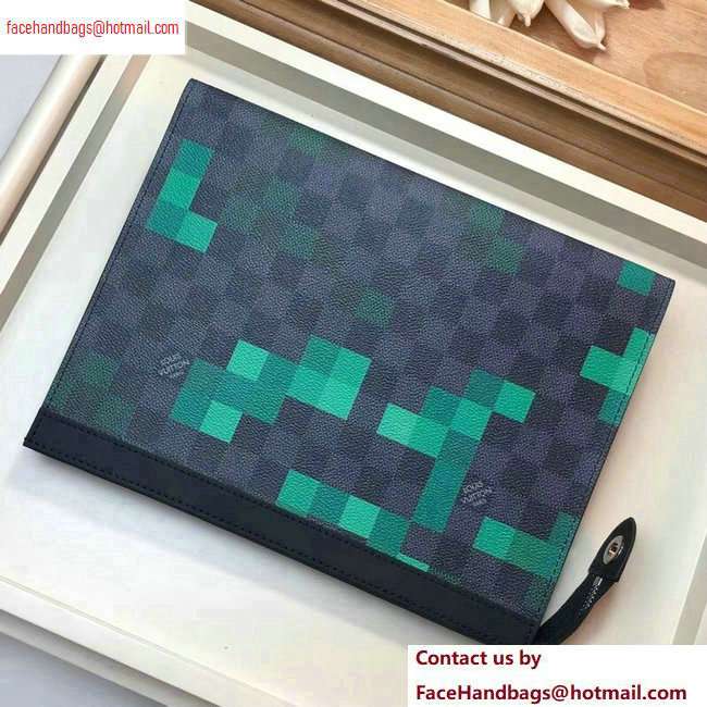 Louis Vuitton Pochette Voyage MM Bag Damier Graphite Canvas Pixel N60176 Green - Click Image to Close