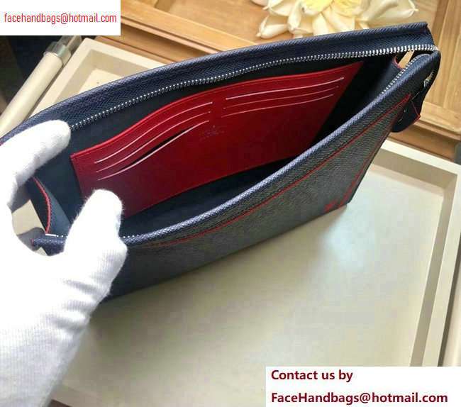 Louis Vuitton Pochette Voyage MM Bag Taiga Leather Outline Navy Blue/Red M63394 - Click Image to Close
