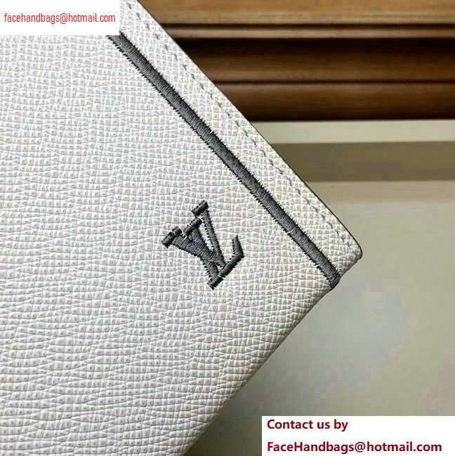 Louis Vuitton Pochette Voyage MM Bag Taiga Leather Outline White/Gray - Click Image to Close
