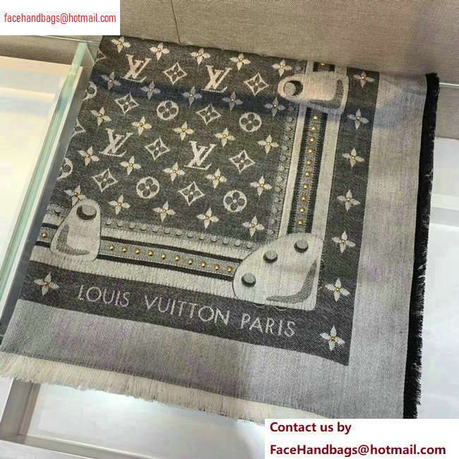Louis Vuitton Studdy Denim Monogram Shawl Scarf 140x140cm Gray 2020