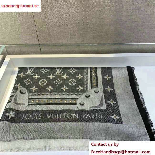 Louis Vuitton Studdy Denim Monogram Shawl Scarf 140x140cm Gray 2020