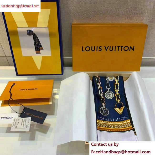 Louis Vuitton Vendome Bandeau Scarf 8x120cm M73868 Navy 2020 - Click Image to Close