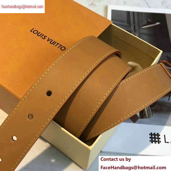 Louis Vuitton Width 3.5cm Leather Signature Belt Khaki 2020