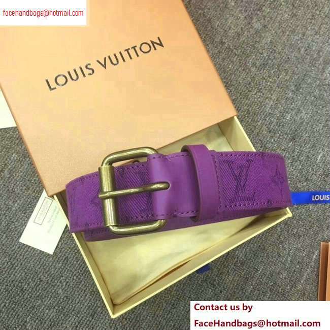Louis Vuitton Width 3.5cm Monogram Denim Signature Belt Purple 2020