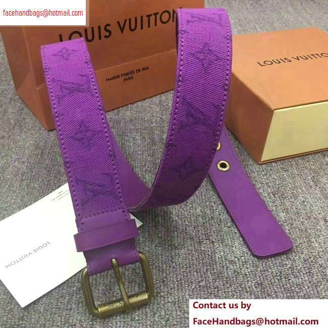 Louis Vuitton Width 3.5cm Monogram Denim Signature Belt Purple 2020