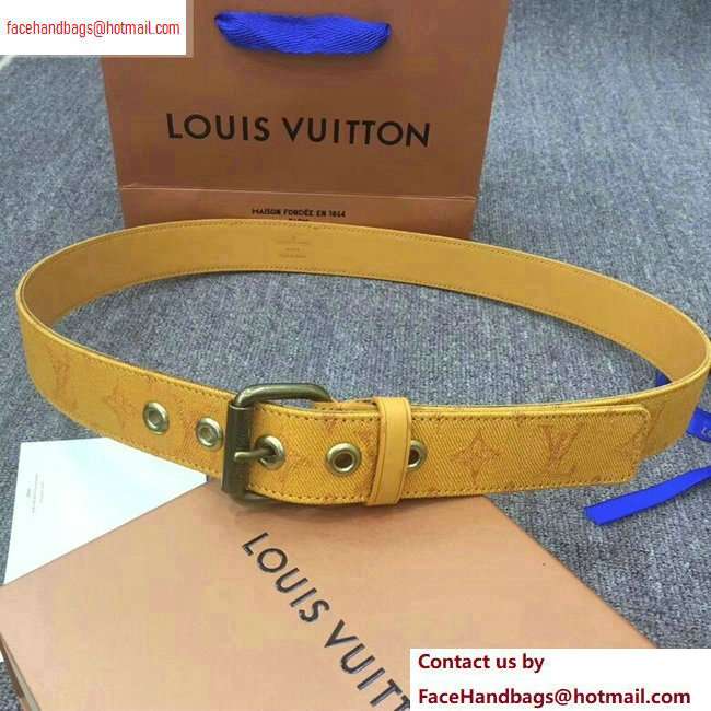 Louis Vuitton Width 3.5cm Monogram Denim Signature Belt Yellow 2020