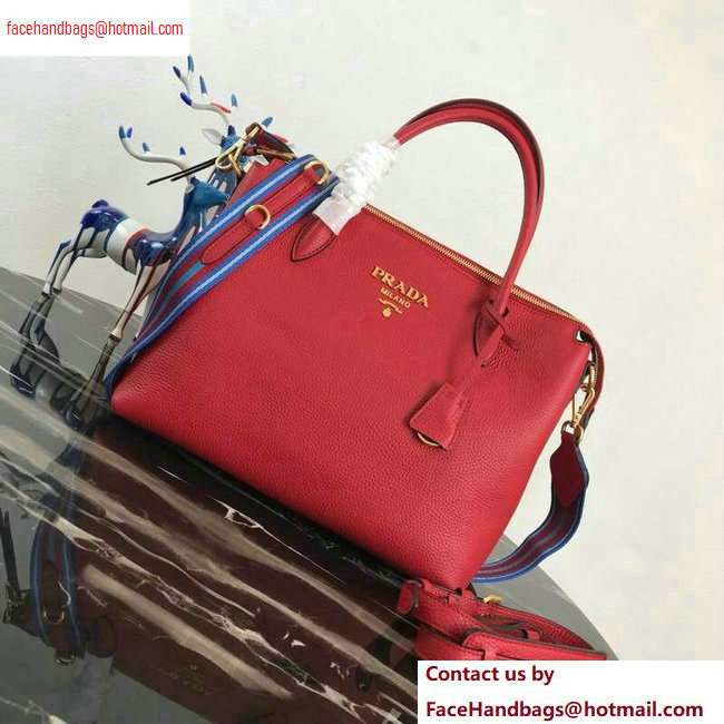 PRADA Calf leather TOTE bag 1BA157 red - Click Image to Close