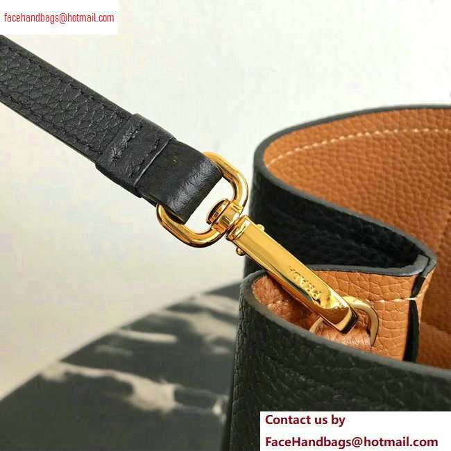 Prada Grained Leather Double Medium Tote Bag 1BG775/1BG008 Black/Khaki - Click Image to Close