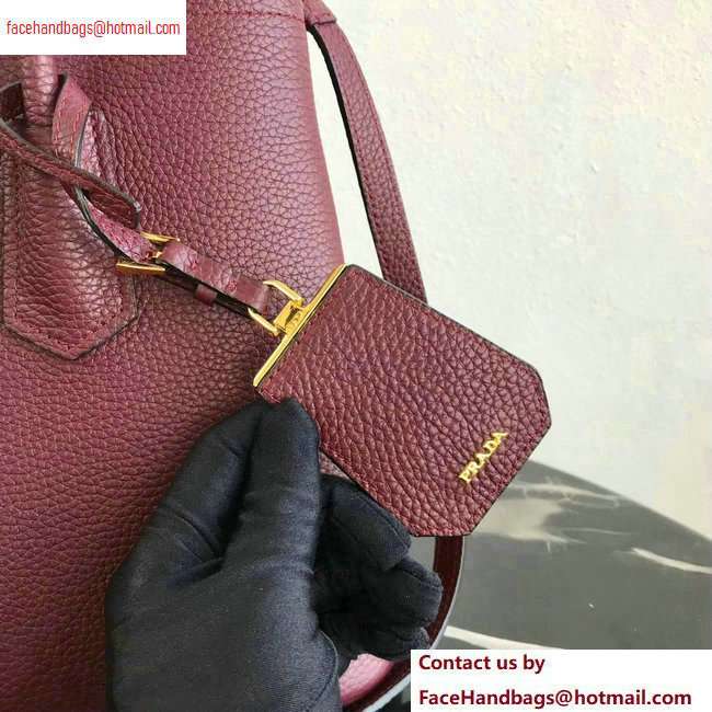 Prada Grained Leather Double Medium Tote Bag 1BG775/1BG008 Burgundy - Click Image to Close