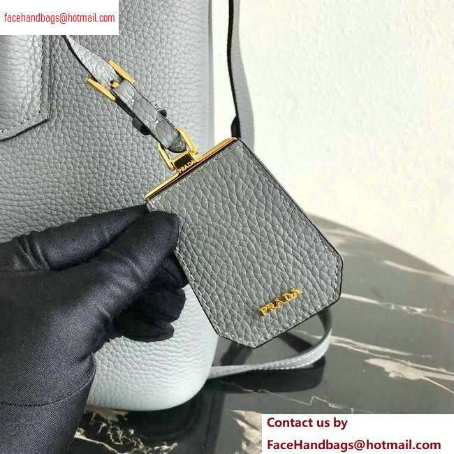 Prada Grained Leather Double Medium Tote Bag 1BG775/1BG008 Gray