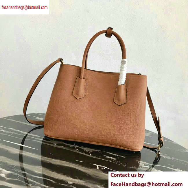 Prada Grained Leather Double Medium Tote Bag 1BG775/1BG008 Khaki