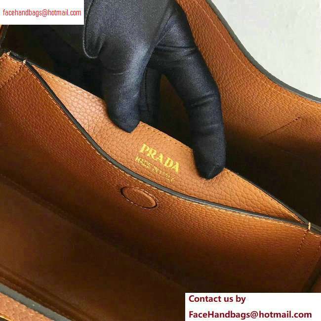 Prada Grained Leather Double Medium Tote Bag 1BG775/1BG008 Khaki
