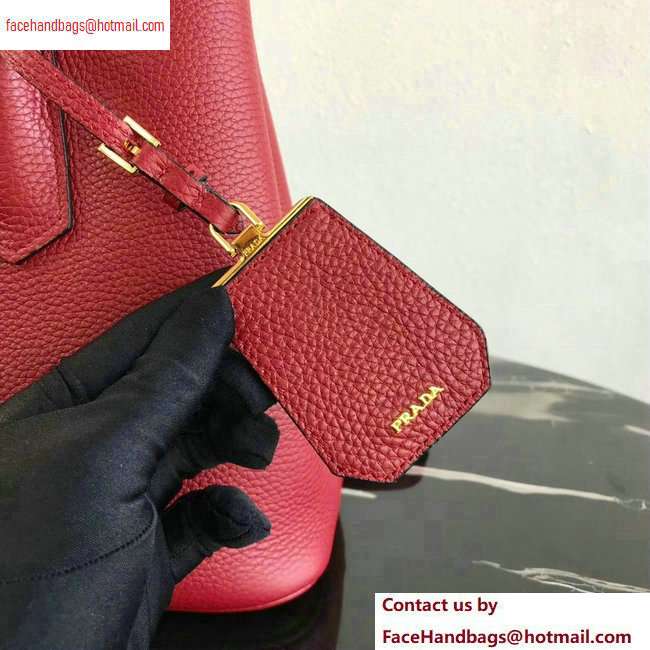 Prada Grained Leather Double Medium Tote Bag 1BG775/1BG008 Red - Click Image to Close