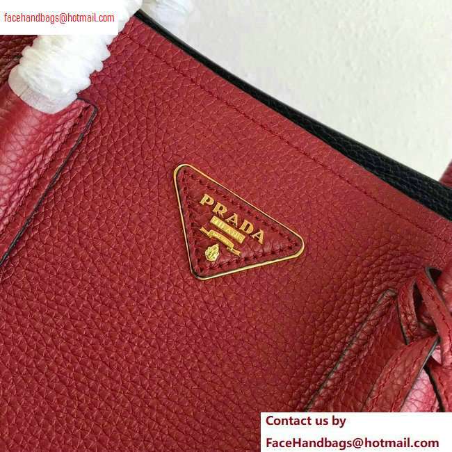 Prada Grained Leather Double Medium Tote Bag 1BG775/1BG008 Red