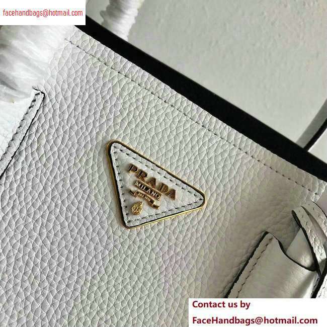 Prada Grained Leather Double Medium Tote Bag 1BG775/1BG008 White - Click Image to Close
