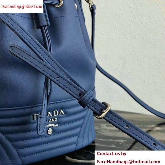Prada Leather Bucket Bag 1BH038 Blue - Click Image to Close