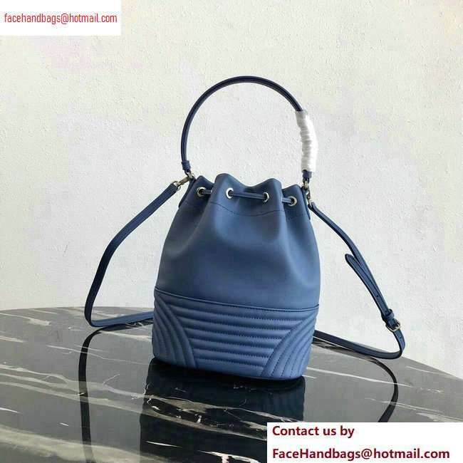 Prada Leather Bucket Bag 1BH038 Blue