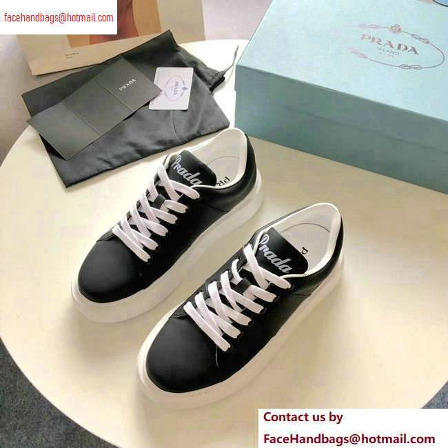 Prada Leather Sneakers Black with White Logo Tongue 2020