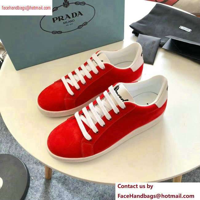 Prada Leather Sneakers Suede Red/Logo 2020