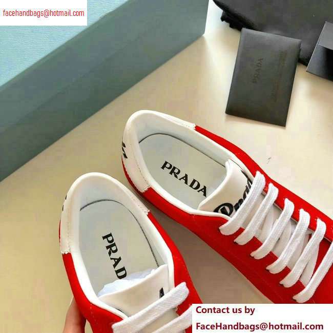 Prada Leather Sneakers Suede Red/Logo 2020