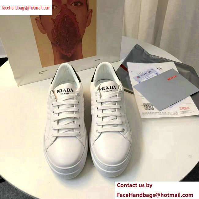 Prada Leather Sneakers White/Black Logo 2020