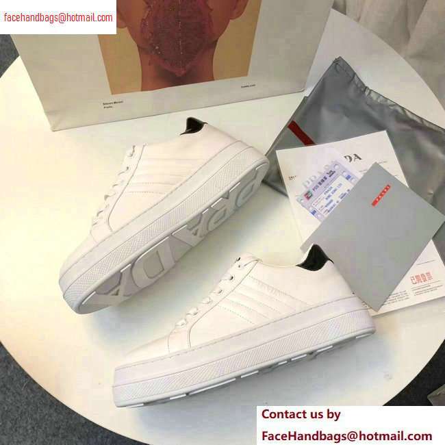 Prada Leather Sneakers White/Black Logo 2020