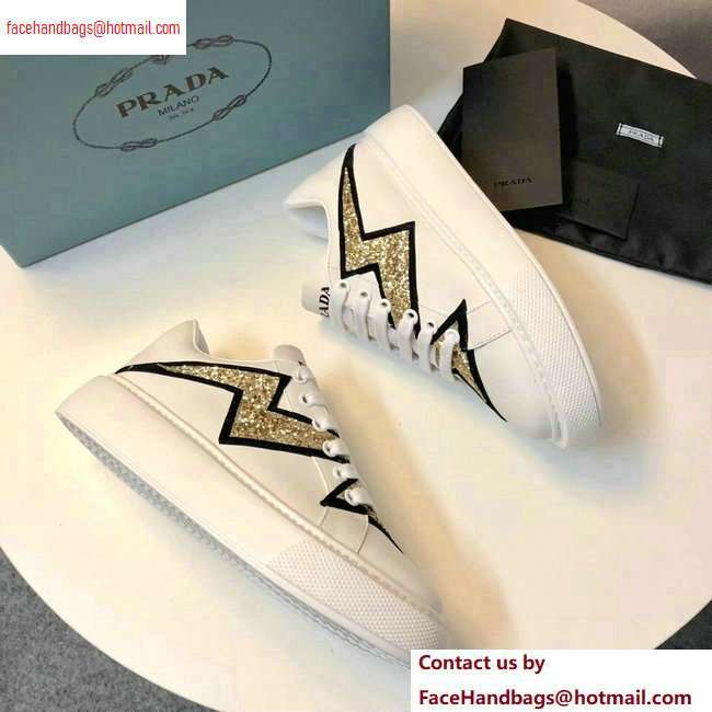 Prada Leather Sneakers White/Gold 2020