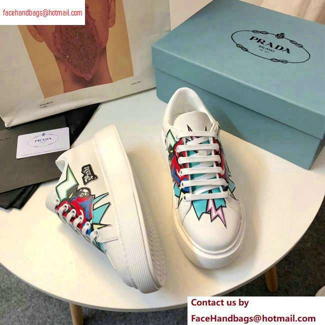 Prada Leather Sneakers White/Green Print 2020
