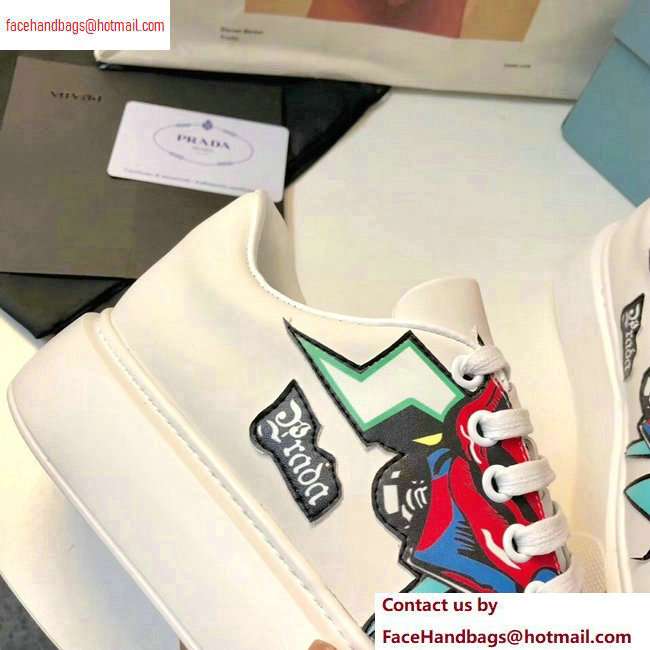Prada Leather Sneakers White/Green Print 2020