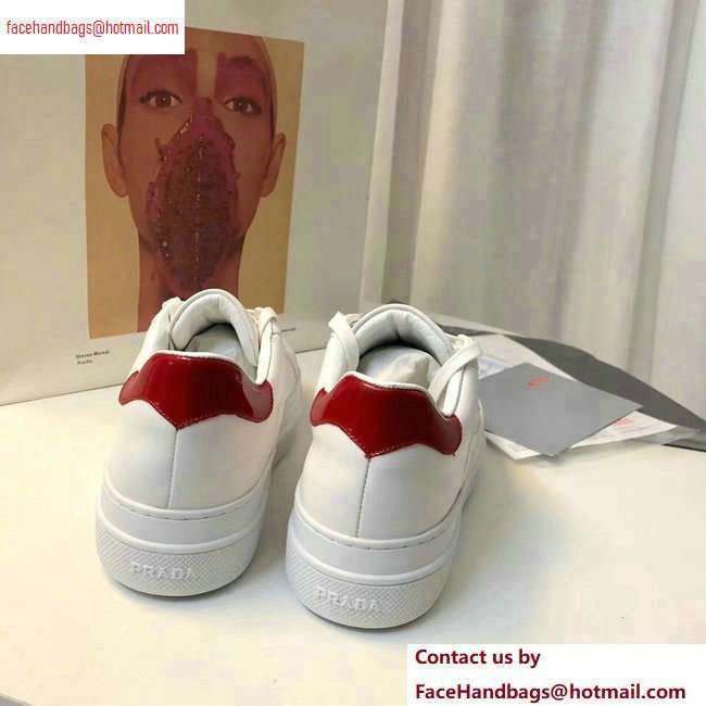 Prada Leather Sneakers White/Red Logo 2020