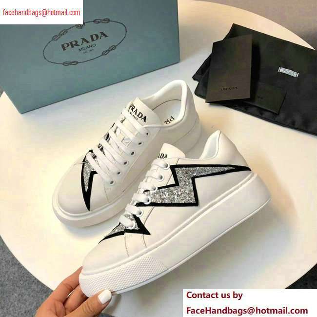 Prada Leather Sneakers White/Silver 2020