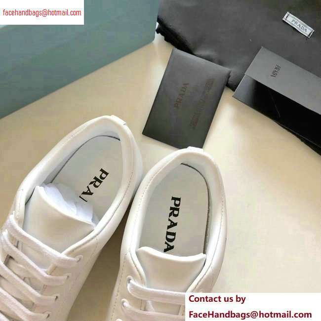 Prada Leather Sneakers White with Black Logo Milanno 2020