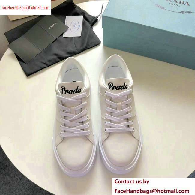 Prada Leather Sneakers White with Black Logo Tongue 2020