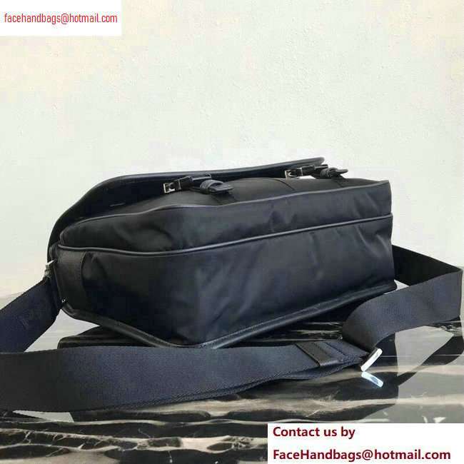Prada Nylon and Saffiano Leather Shoulder Bag 2VD768 Black 2020