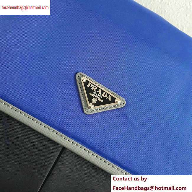 Prada Nylon and Saffiano Leather Shoulder Bag 2VD768 Blue/Black 2020