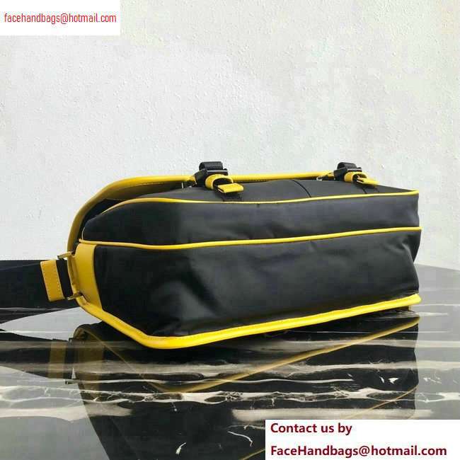 Prada Nylon and Saffiano Leather Shoulder Bag 2VD768 Gray/Yellow/Black 2020 - Click Image to Close