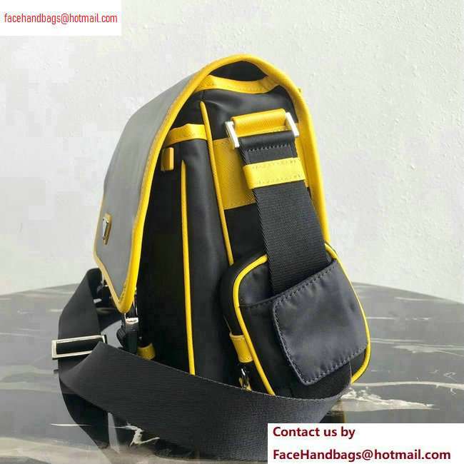 Prada Nylon and Saffiano Leather Shoulder Bag 2VD768 Gray/Yellow/Black 2020