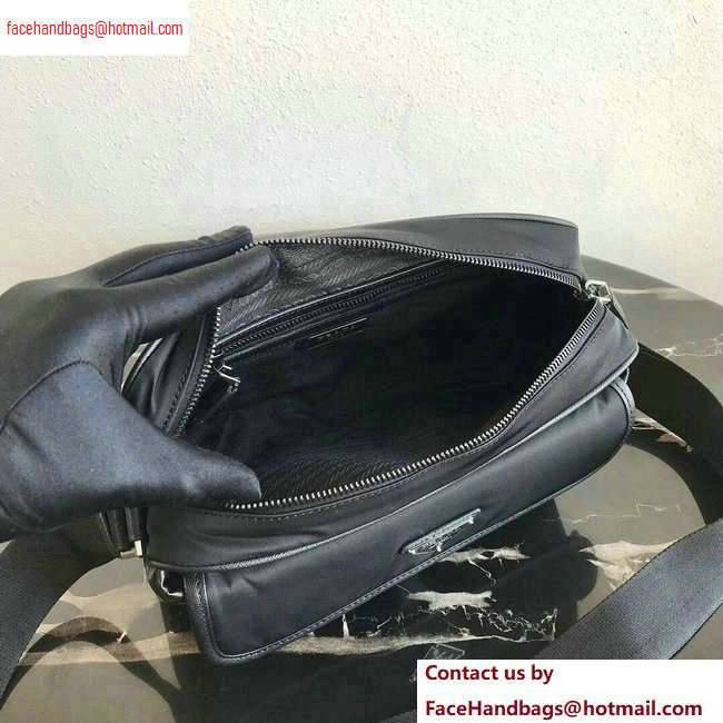 Prada Nylon and Saffiano Leather Shoulder Bag 2VH074 Black 2020 - Click Image to Close