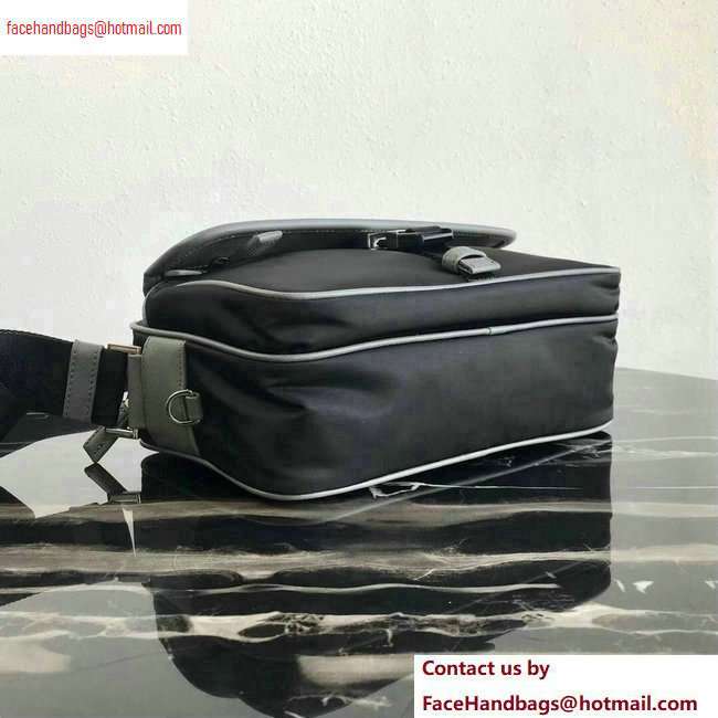 Prada Nylon and Saffiano Leather Shoulder Bag 2VH074 Blue/Black 2020 - Click Image to Close