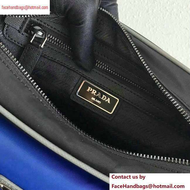 Prada Nylon and Saffiano Leather Shoulder Bag 2VH074 Blue/Black 2020