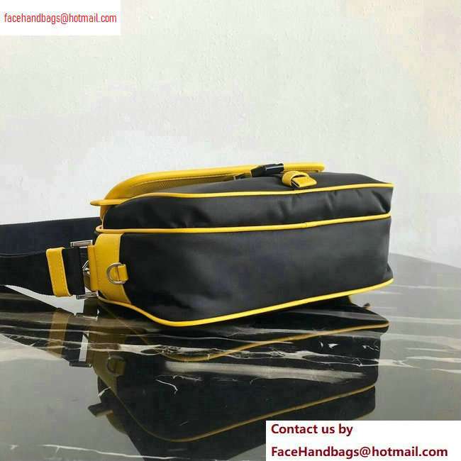 Prada Nylon and Saffiano Leather Shoulder Bag 2VH074 Gray/Yellow/Black 2020