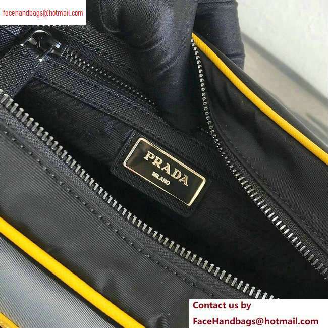 Prada Nylon and Saffiano Leather Shoulder Bag 2VH074 Gray/Yellow/Black 2020 - Click Image to Close