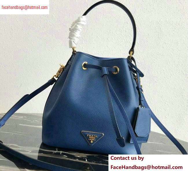 Prada Saffiano Leather Bucket Bag 1BZ032 Blue