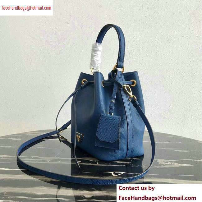 Prada Saffiano Leather Bucket Bag 1BZ032 Blue