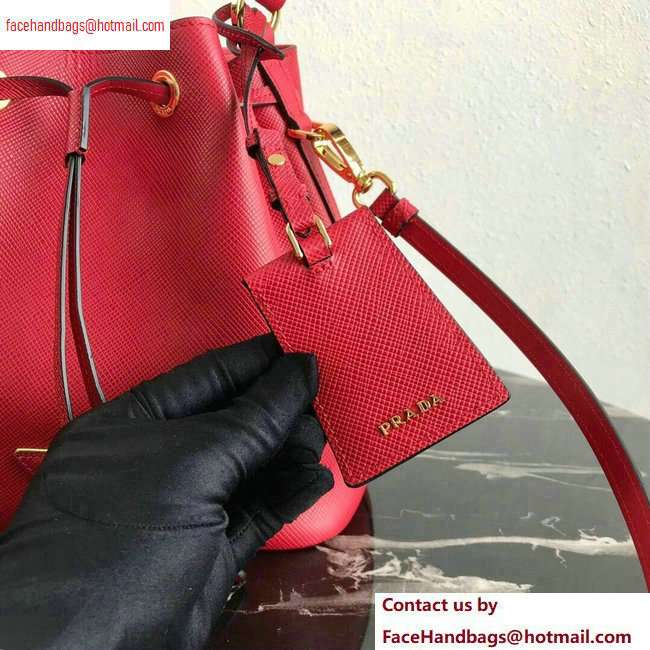 Prada Saffiano Leather Bucket Bag 1BZ032 Red