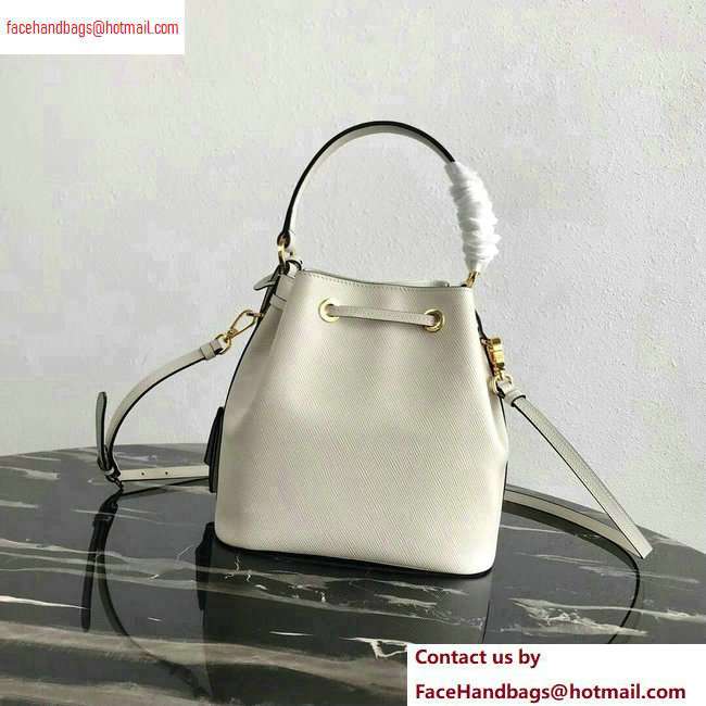 Prada Saffiano Leather Bucket Bag 1BZ032 White