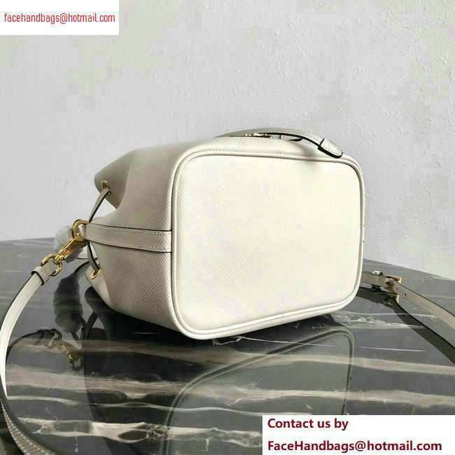 Prada Saffiano Leather Bucket Bag 1BZ032 White