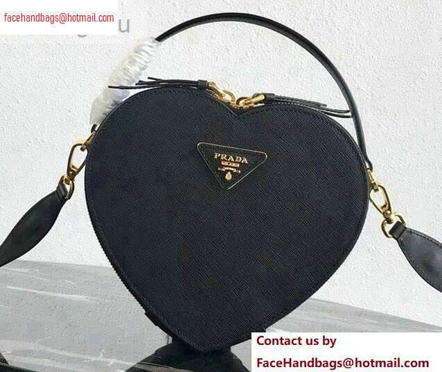 Prada Saffiano Leather Heart Odette Bag 1BH144 Black 2020
