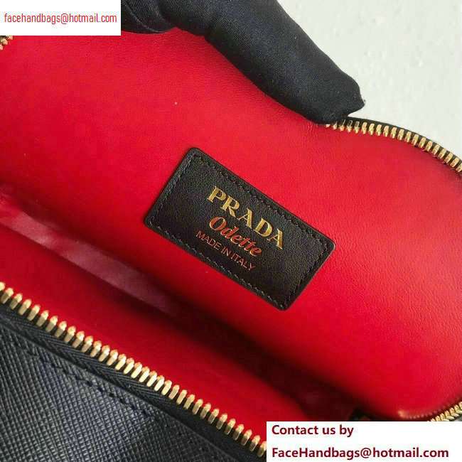 Prada Saffiano Leather Heart Odette Bag 1BH144 Black 2020